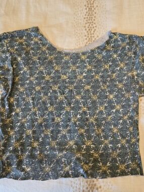 Women’s Green Floral Off The Shoulder Short Sleeve Top